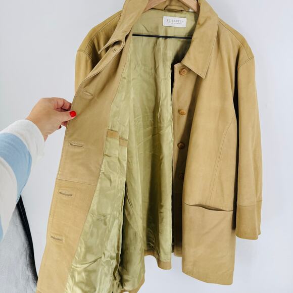 Elisabeth by Liz Claiborne Vintage Leather Long Coat Jacket 100% Leather Size 24 - Picture 7 of 8